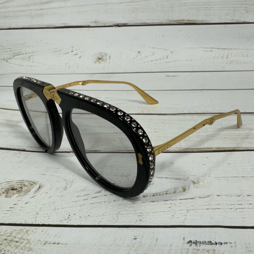 Gucci Foldable Aviator Sunglasses in Black/Clear Lens GG0307S